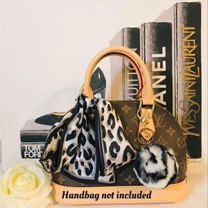 Silk scarf with cute matching pompom